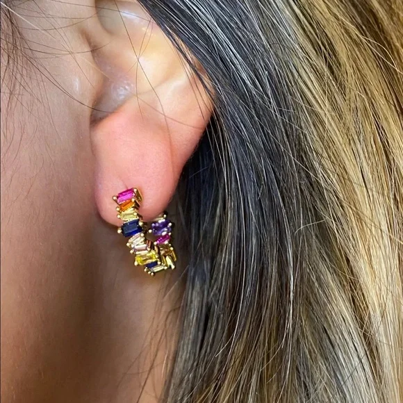 Colorful Hoop Earrings, NWT - Picture 5 of 9